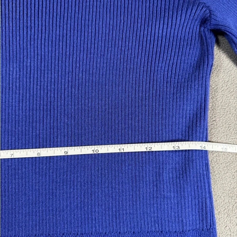 Philosophy Ribbed Royal Blue Sweater Shirt with Puffy Sleeves - Picture 10 of 12
